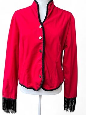 Wrangler Red Jacket with Black Fringe Trim
